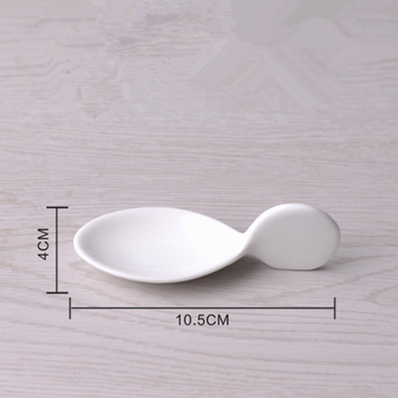 Cuchara de cerámica blanca con forma de Caviar, cucharilla de cocina Molecular, plato para Sushi, ensalada de frutas, platos, cubiertos de cocina para restaurante: A-1PCS