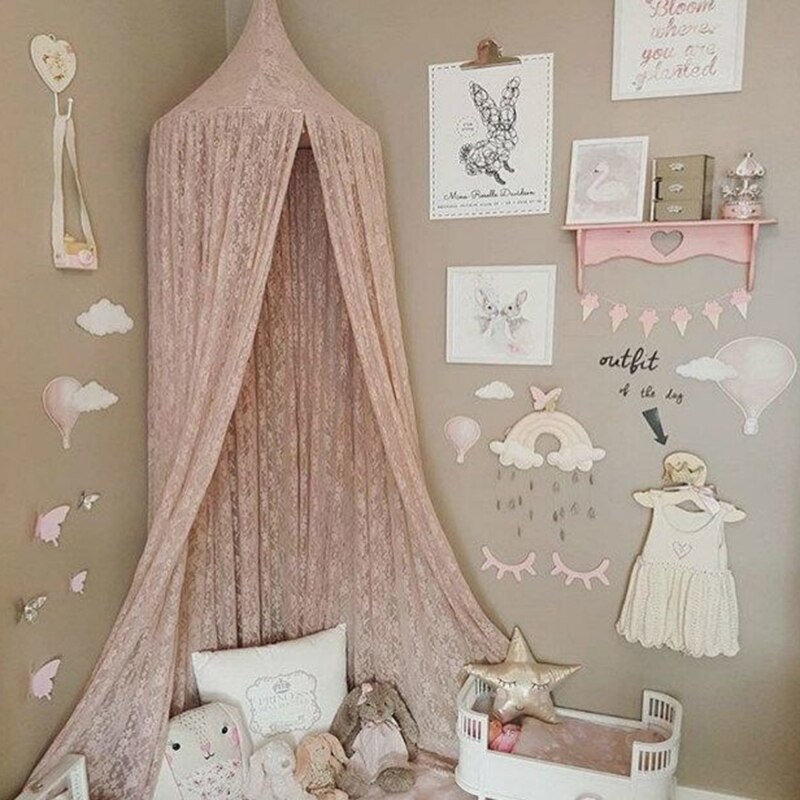 Moustiquaire en dentelle dôme pour enfants | Moustiquaire, style nordique, , pour enfants, abri princesse pour bébés, Valance, lit rond, auvent, décoration de tente