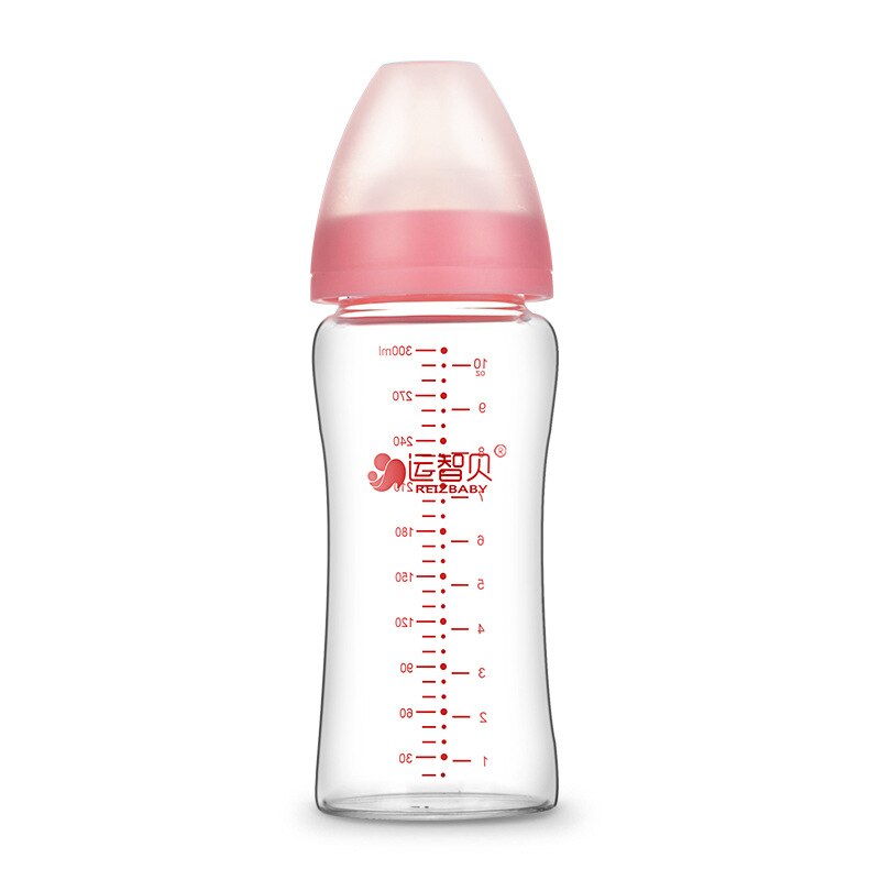 Botella de alimentación de bebé de vidrio, botella de agua de calibre ancho, resistente a altas temperaturas, 180/300ml
