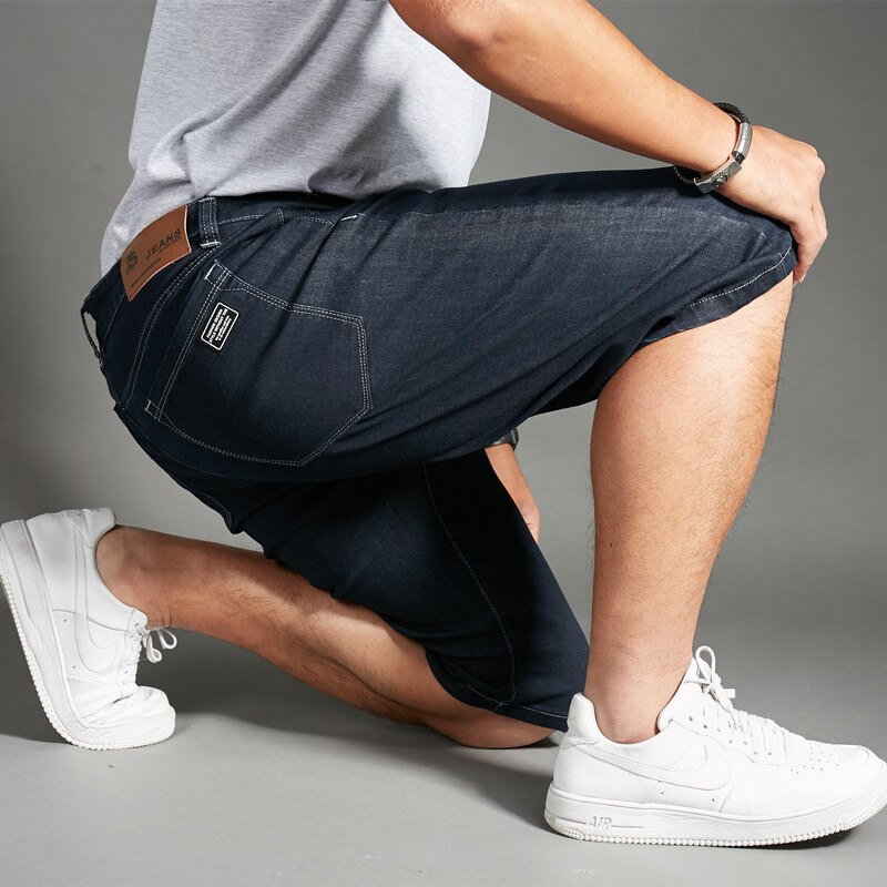 Plus Size 42 44 46 Men's Loose Distressed Denim Holes Destroyed bermuda Straight Short Denim Male Jeans Short 4XL 5XL 6XL