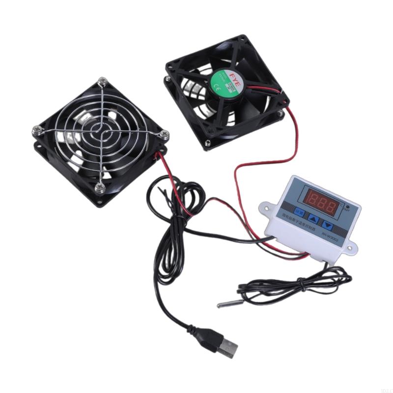 MXLC 2.5W Quiet USB Cabinets Fan with Adjustable Thermostat Metal Grille Cooling Fan for Home Theater and Pet Kennels