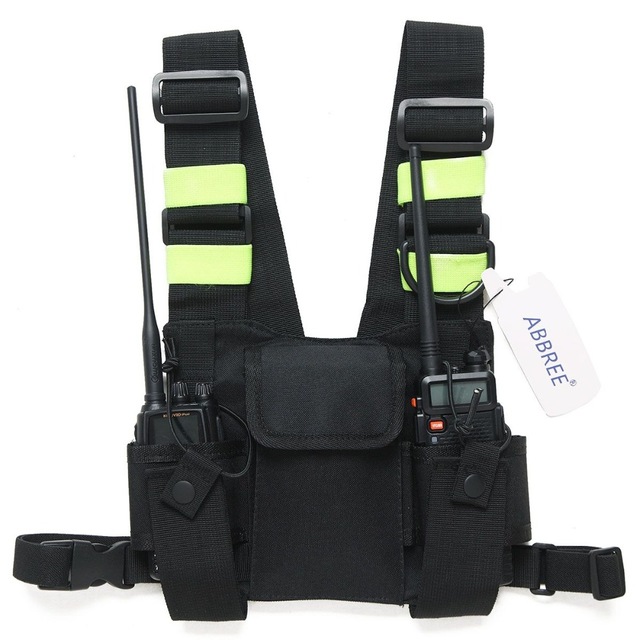 ABBREE Radio Harness chest Front Pack Pouch Holster Carry bag for Baofeng UV-5R UV-82 UV-9R BF-888S TYT Motorola Walkie Talkie: PT08 Green
