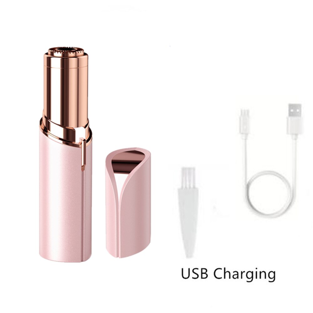 Usb Opladen Draagbare Elektrische Epilator Pijnloos Haar Remover Epilator Wenkbrauw Trimmer Scheerapparaat Voor Gezicht Lip Wangen Vrouwen: USB style pink