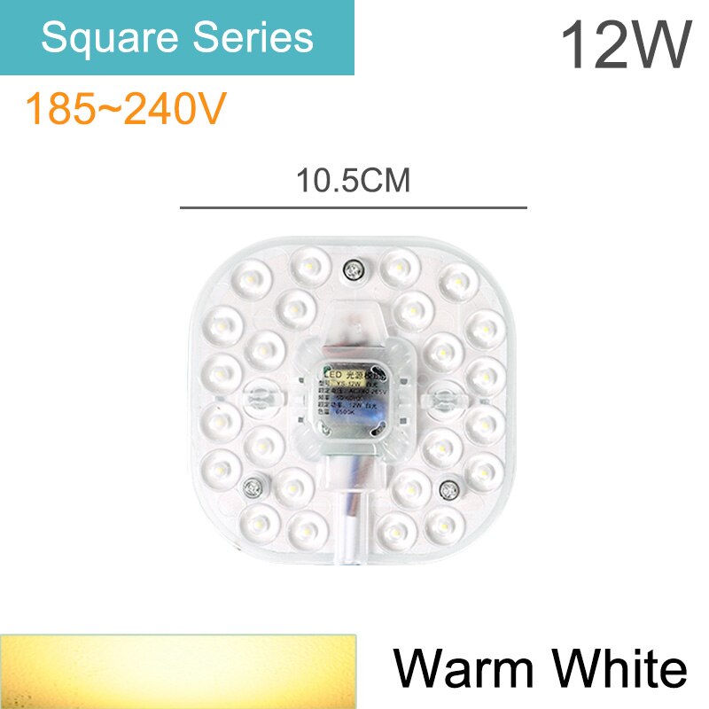 Kaguyahime magnetisk ledet modul lys 12w 16w 20w 24w ledet downlight magnet tilbehør blekksprut tallerken ringe ledet lampe 220v til tak: 12w kvadrat varme