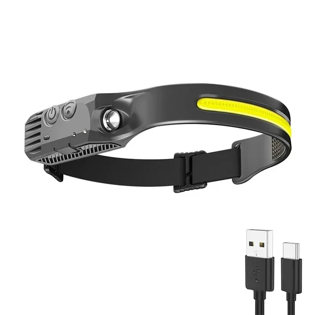 Induction Led Headlamp XPG+COB LED Head Lamp with Built-in Battery Flashlight Multi-function USB Rechargeable 6 Modes Head Torch: changeable