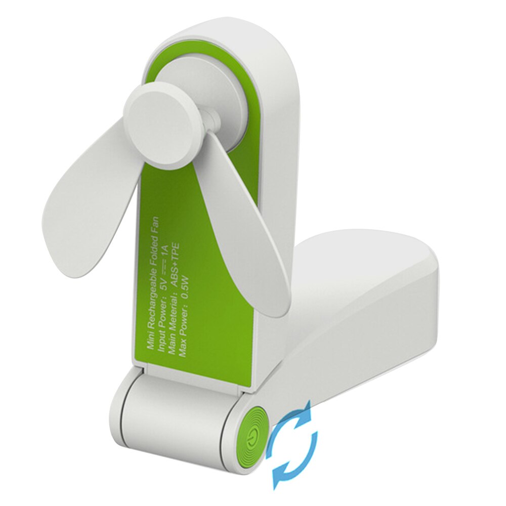 Usb lomme foldevifte elektriske bærbare blæsere husholdningsapparater desktop elektrisk hjemmekontor håndholdt blæser: Grøn
