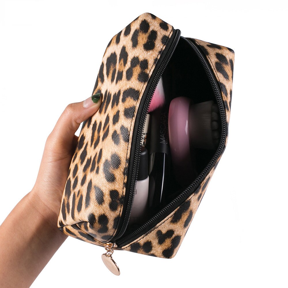 Material de oficina para escuela, , estuche para lápices de leopardo, bolsa de cosméticos Kawaii de PU, caja de lápices de arte portátil, almacenamiento de papelería