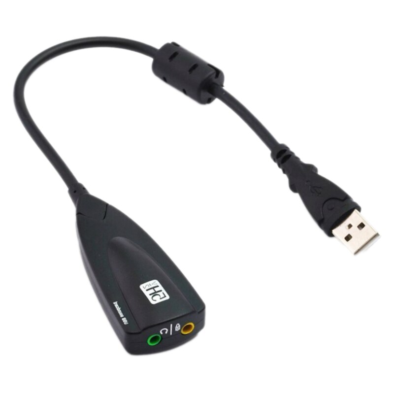 USB Sound Card 7.1 Microphone Headphone Adapter 5HV2 USB To 3D speaker external usb sound card for Laptop Computer PC: black