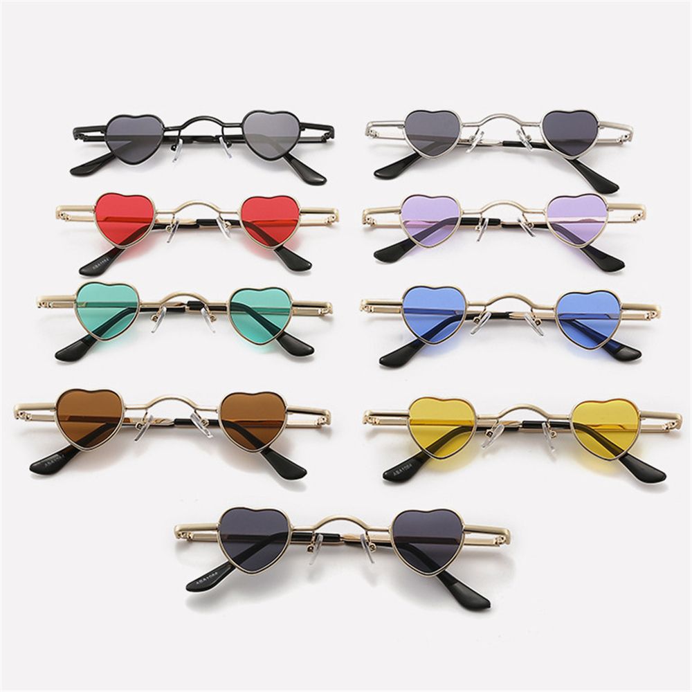 Gafas de sol con forma de corazón, lentes de sol con montura metálica, estilo Hip Hop, Punk