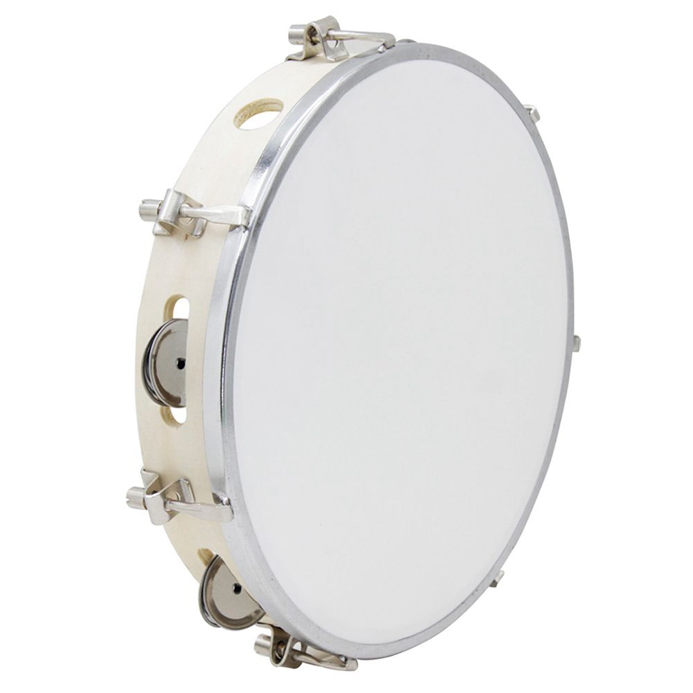 10 in Tambourine Capoeira Leather Drum Tambourine Samba Brasil Wooden Tambourine Precussion Music Instrument For 150 D: Default Title