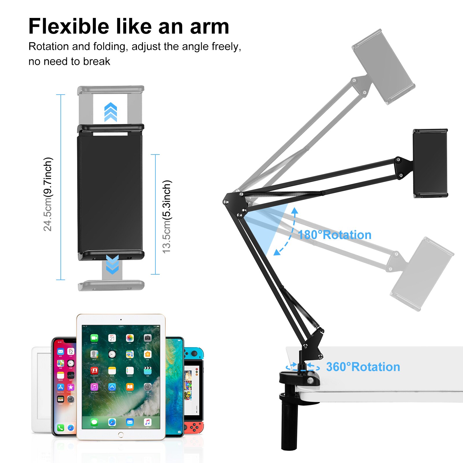 PULUZ-brazo mágico perezoso, soporte de suspensión portátil con accesorio para tableta, PC, teléfono, Selfie