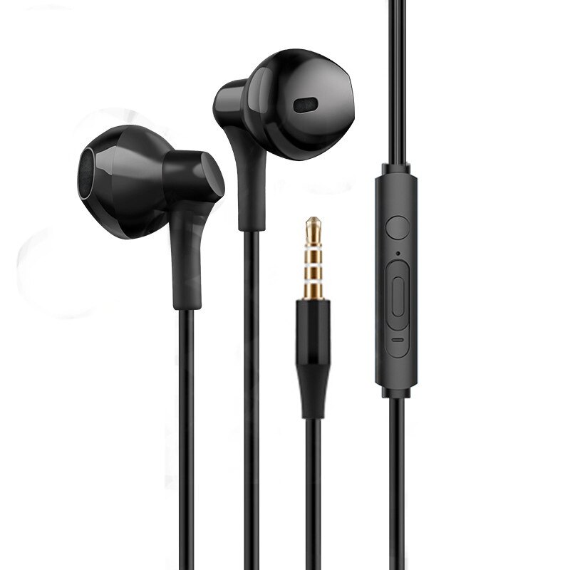 Eardeco oordopjes 3.5mm bedrade koptelefoons sport in-ear mobiele koptelefoon met microfoon bas oordopjes stereo headset voor xiaomi: Zwart