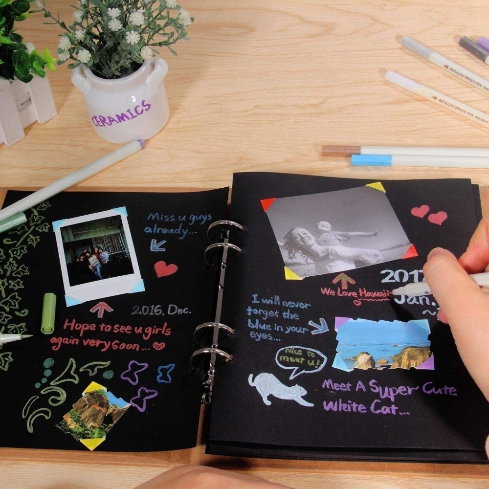 15 färger metallisk konstmarkör gör-det-själv-scrapbooking-kort gör hantverk mjuk penselpenna för att rita själv-fotoalbum skolmaterial