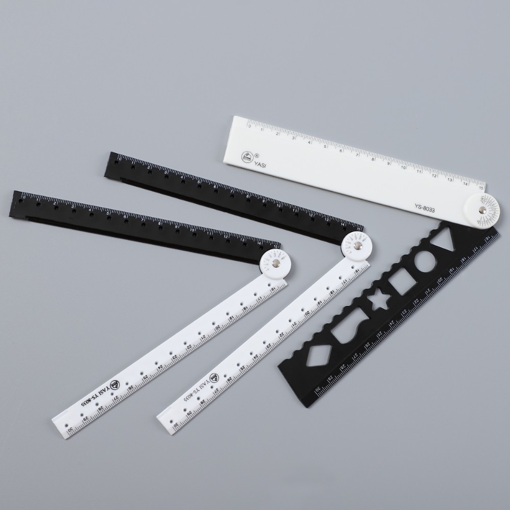 Reglas rectas plegables de plástico, blanco y negro, 30Cm, para estudiantes de dibujo, papelería para niños, suministros escolares, papelería, 1 ud.