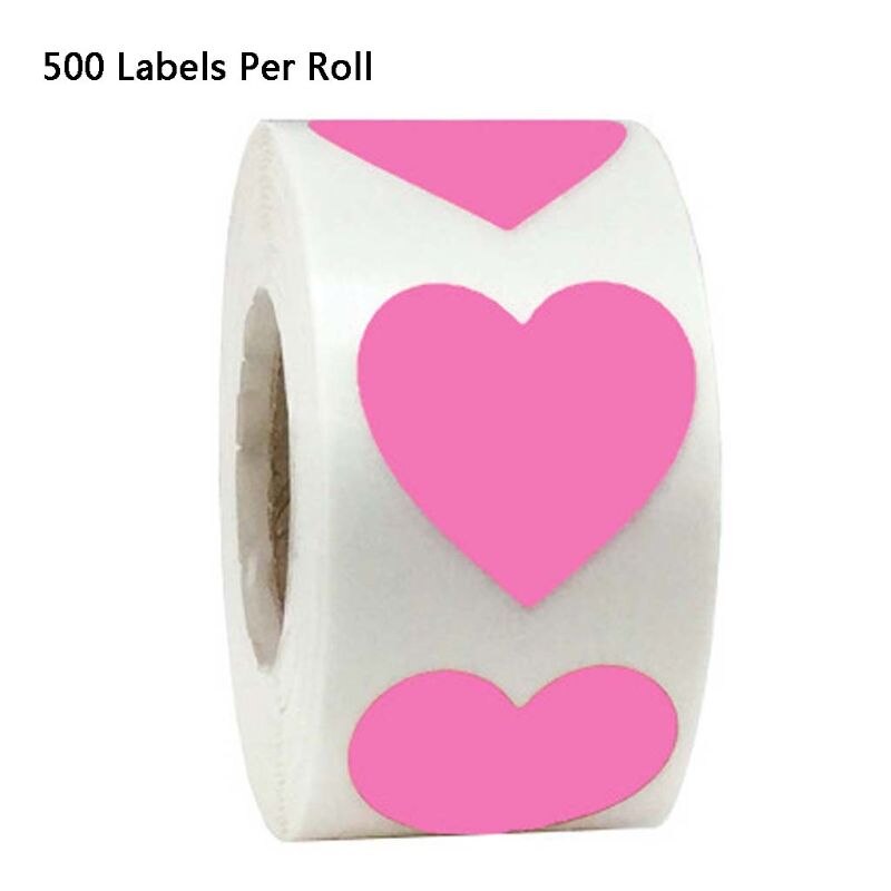 500 stk / rulle 8 farver hjerteformede klistermærker bryllupsemballage håndlavet kuvertforseglingsetiket papirvarer klistermærke: 5