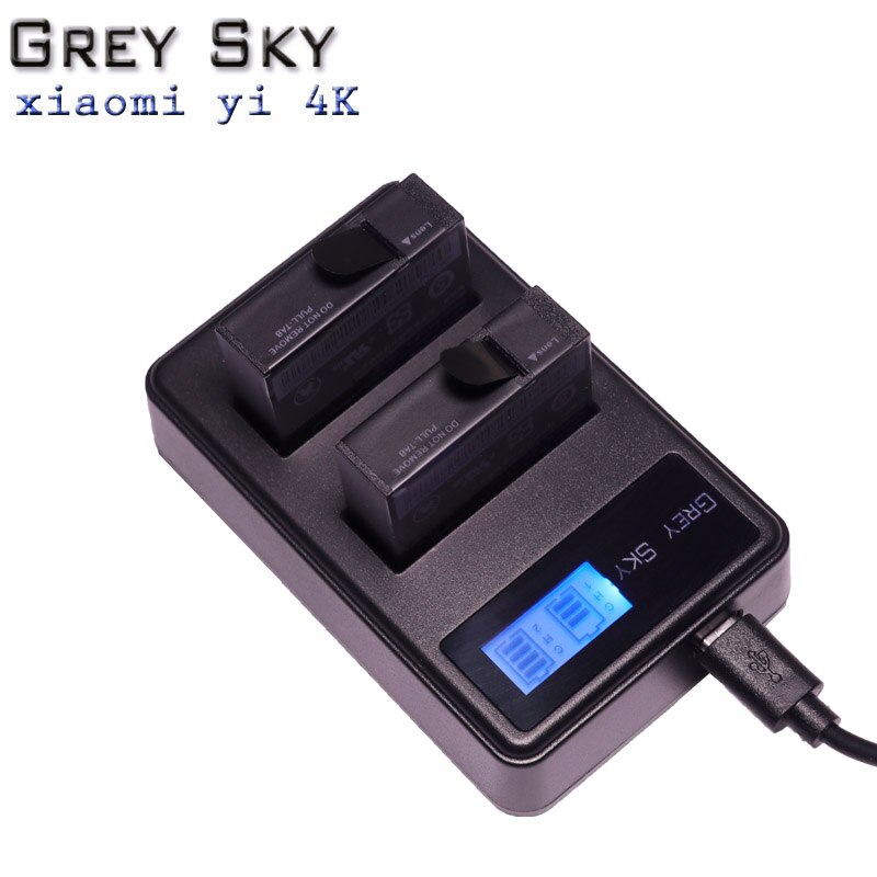 Batería de repuesto AZ16-1 para móvil, 2 uds., para Xiaomi YI 4K 4K + Yi Lite YI 360 VR Action, no para Discovery Version + cargador USB LCD