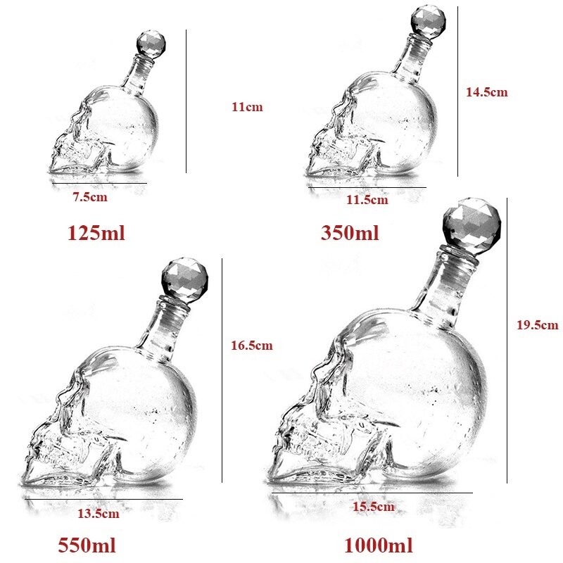 125ML/350ML/550ML/1000ML kreatywny kryształ czaszka kieliszek barek robić serwowania alkoholi jadalnia butelka whisky butelka wina DDC-41
