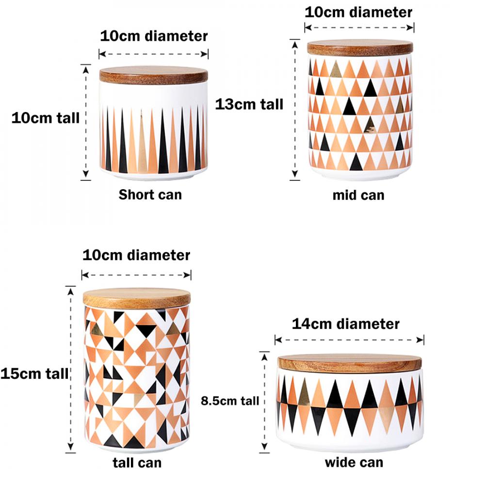 Ceramics Storage Bottles Jar Storage Nordic Style Marble Pattern Container Kitchen Seasoning Tank With Wooden Cover