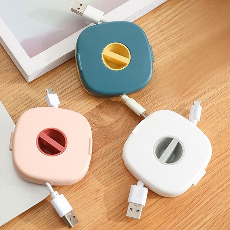 Portable Data Cable Storage Box, Rotatable Vable Organizer, Used for Earphone Charging Cable Organizer 5 PCS