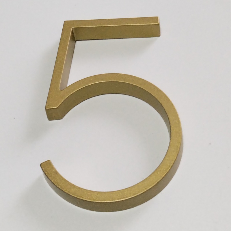 Numéro de maison moderne flottant doré, numéro d'adresse de maison de porte en or, plaques de signalisation extérieures numériques, 5 po #0-9