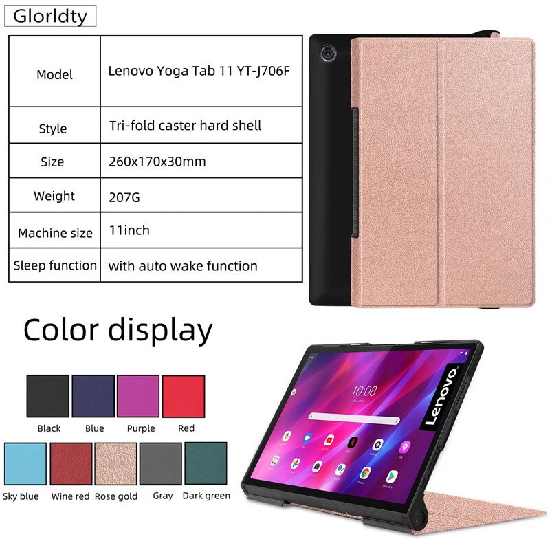Geschilderd Funda Voor Lenovo Yoga Tab 11 Case YT-J706F Pu Lederen Flip Etui Voor Lenovo Yoga Tab 11 Yt j706F Tablet Coque + Pen
