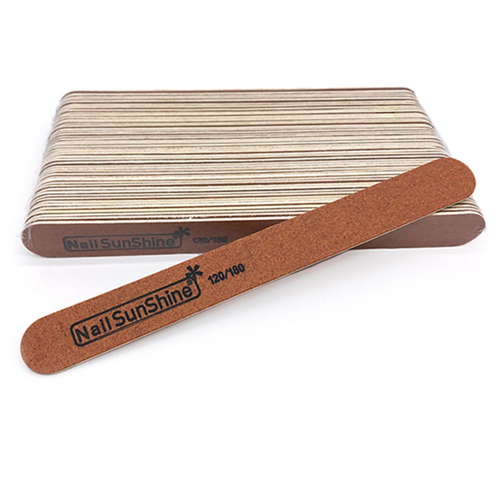 Draagbare Sterke Dikke Houten Dubbelzijdig Nagelvijlen Schuren Buffer Nails Care Professionele Pedicure Manicure Art Beauty Tool: brown