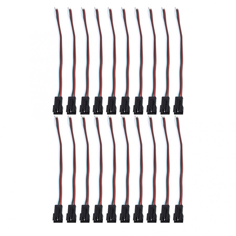 20 Pairs PVC Connector Kabel Mannelijke en Vrouwelijke Vertind Koper voor LED Strip Licht Power Cord Kabel 300V