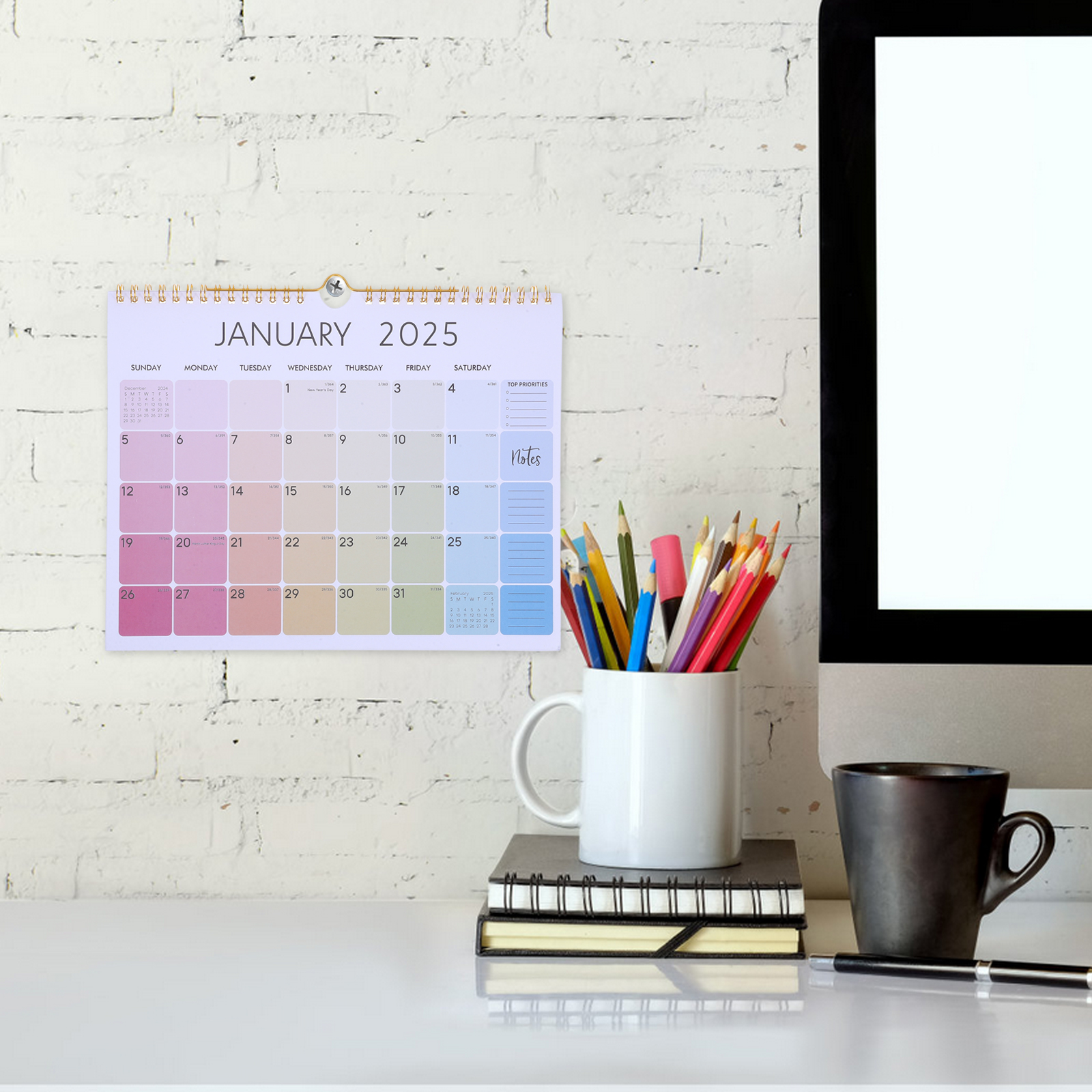 Sturdy Wall Calendar Yearly Desk Calendar Aesthetic Monthly Planner Office Family Calendar Student School Calendar