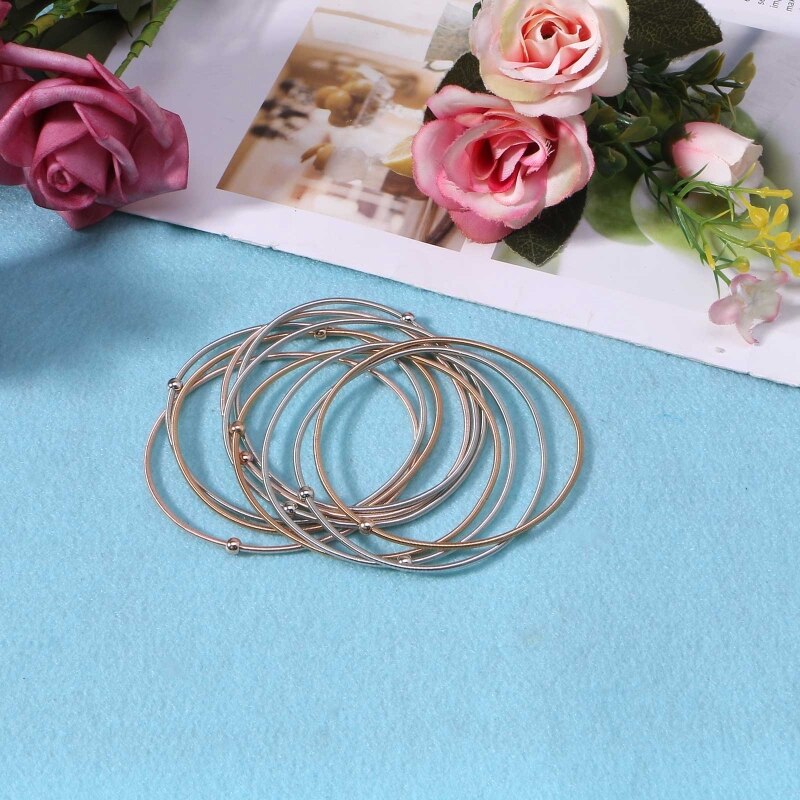 10 Pieces/set Rose Gold Guitar Spring Bracelets Stack Carbon Steel Coil String Bangle Wirstband Stackable Jewelry