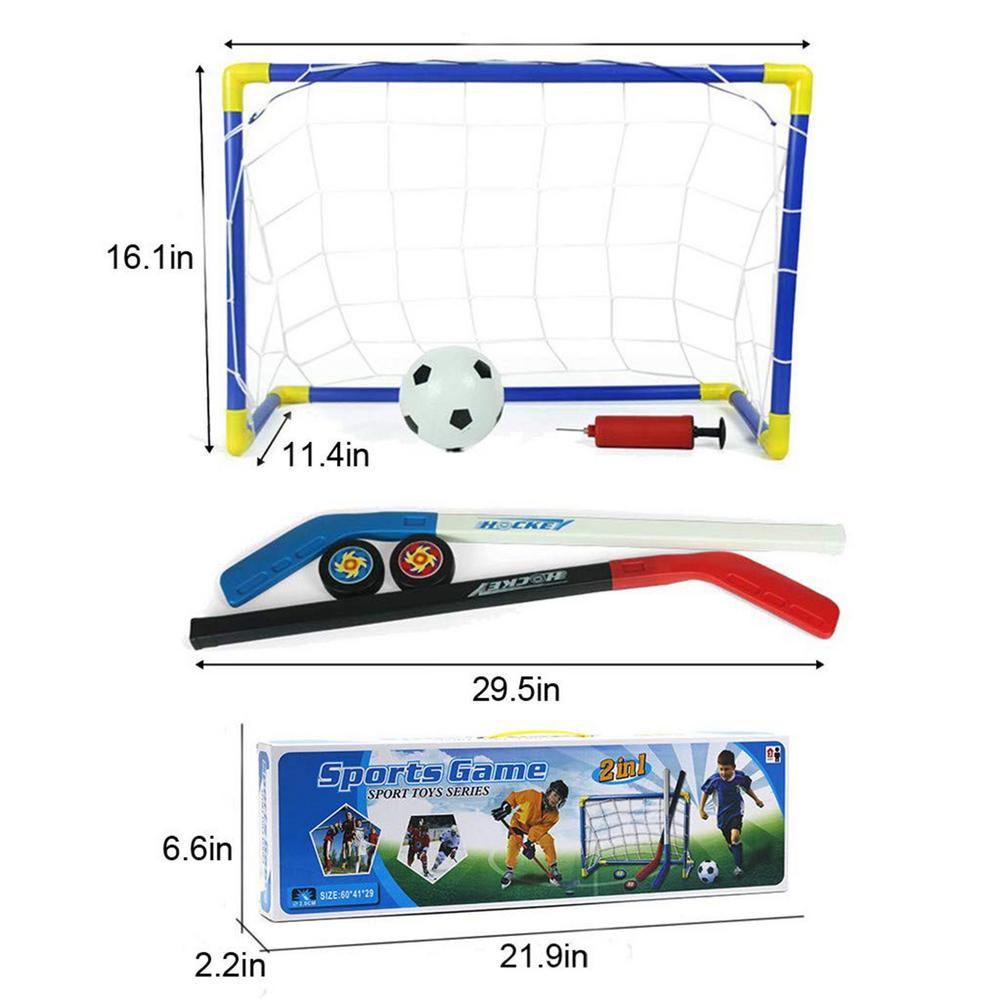 Kids Children Winter Ice Hockey Stick Training Tools Plastic Golf Football Soccer Goal Removable Mini Football Set