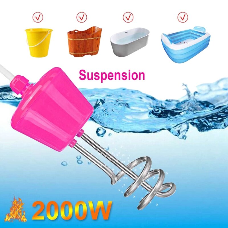 Water Heater Boiler Bathtub Portable Suspension Electric Immersion for Inflatable Tub Travel Camping Swimming Pool 2000W