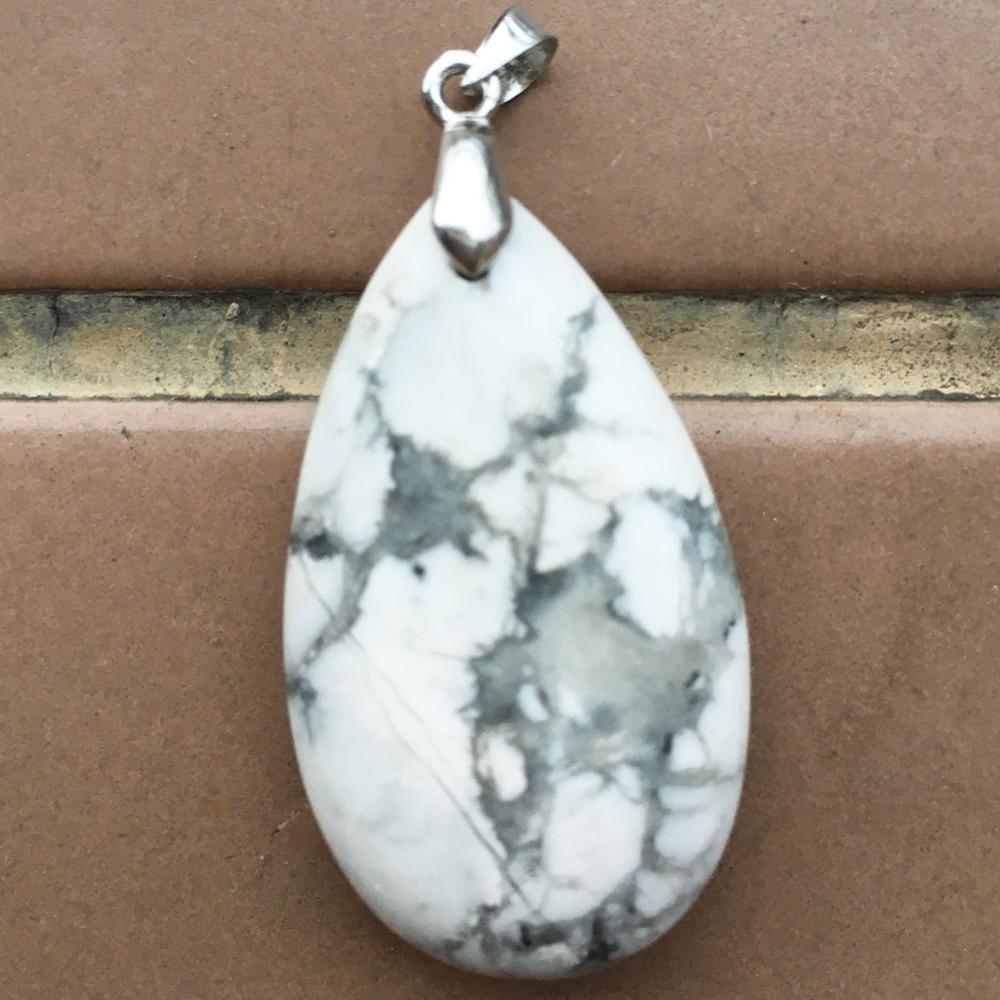 Bloodstone-colgante de gota de agua, piedra de crisantemo, Jaspe, howlita, 1 Uds. WB824: White Howlite C9133