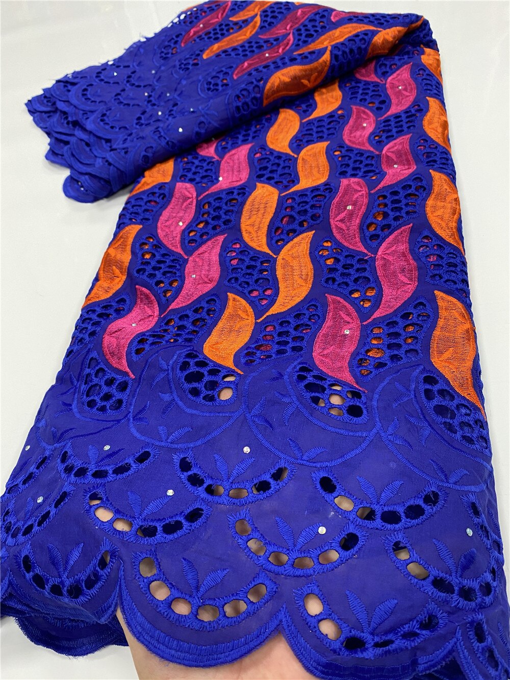 tela africana de encaje de encaje nigeriano con Voile suizo en Suiza un algodón para boda YA3530B-7: Picture 6