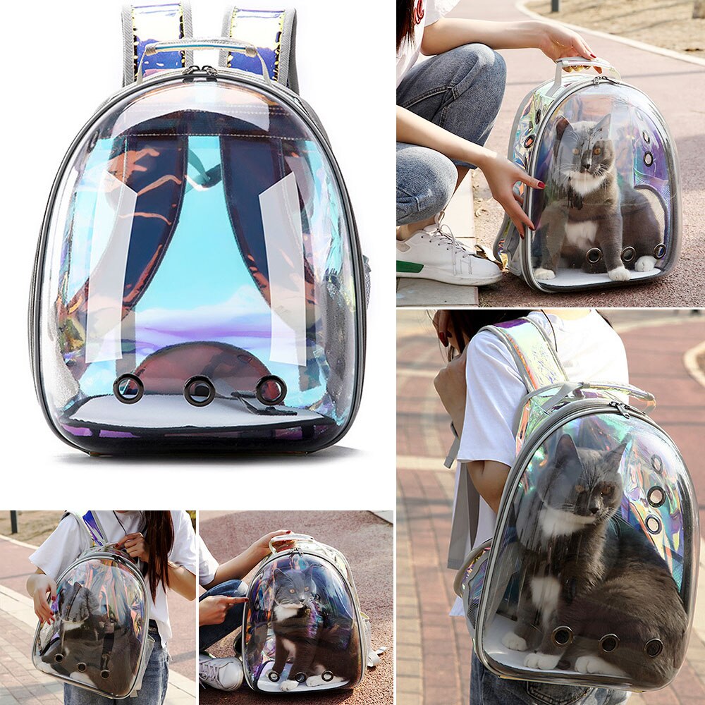 Katteholder taske åndbar gennemsigtig hvalp kat rygsæk katte kasse bur lille hund kæledyr rejseholder håndtaske plads kapsel