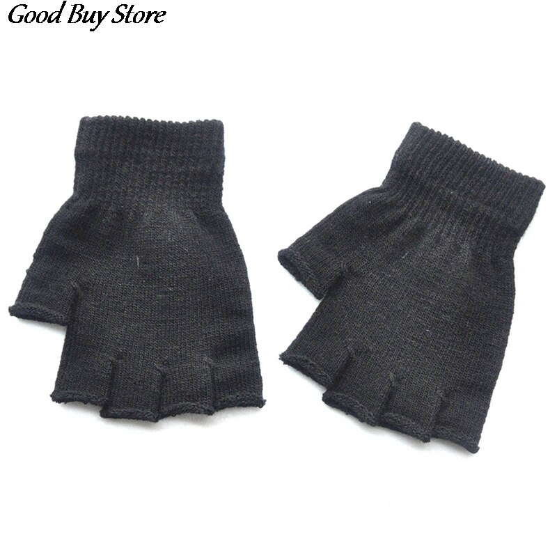Kids Child School Knitwear Mittens Casual Cute Gloves Children Knitted Gloves Winter Autumn Fingerless Keyboard Gloves: BK