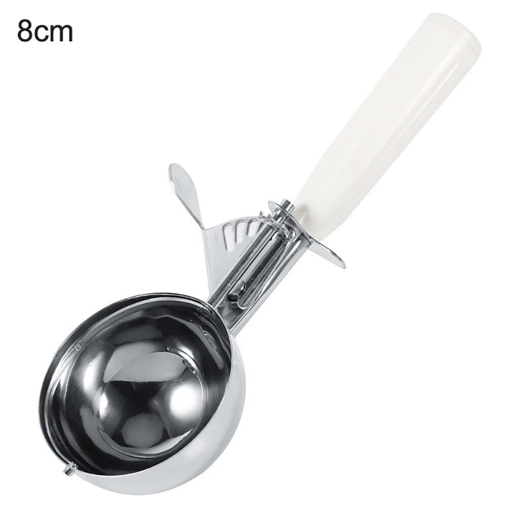 Stainless Steel Ice Cream Scoops with Plastic Handle Fruit Mash Spoon Ice Cream Ball Scoop Ice Cream Spoons Kitchen Tool: 80mm