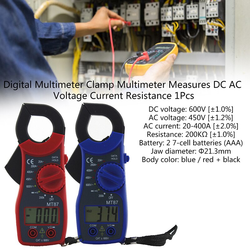 Digital klämma multimeter klämma mätare test ström klämma ac/dc ström spänning transitor testare effektmätare