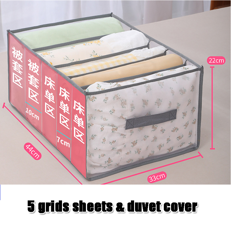 Large Closet Organizer Storage Box Sweater Jeans Underwear T-shirt Organizers Storage Dividers Drawer Wardrobe Organizer: 5 grids sheets -grey