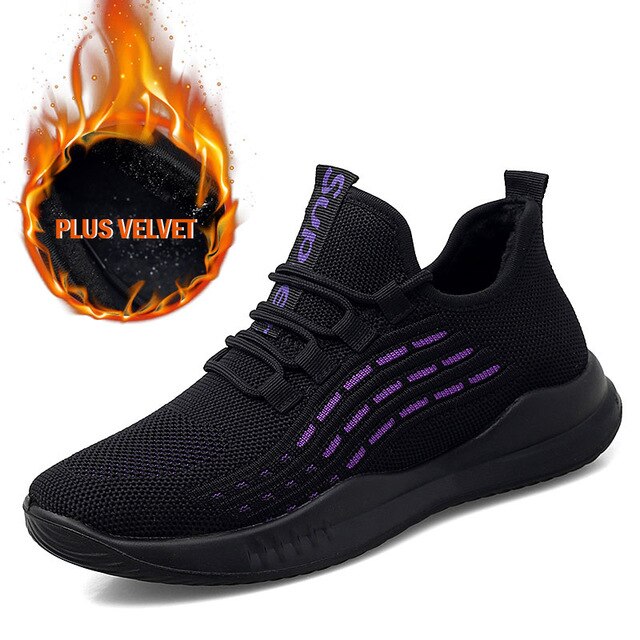 Unisex Paar Schuhe Atmungsaktive Mesh Turnschuhe Für Männer Frauen Winter Laufschuhe Mit Fell Warme Turnschuhe Männer Sport Trainer: purple / 7