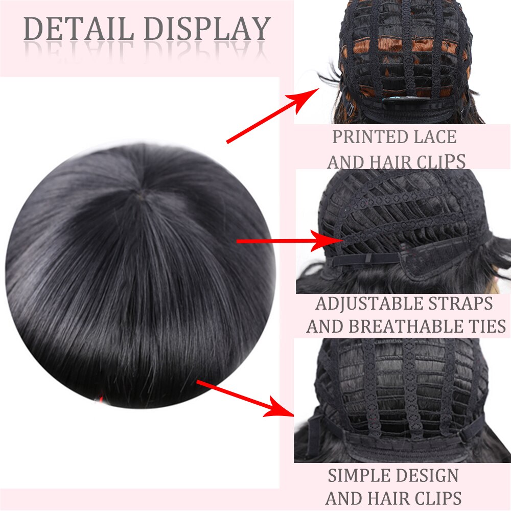 Amir Body Wave Synthetic Wigs With Bangs Medium Length Bob Hairstyle Cosplay Wigs For White/Black Women Heat Resistant Fiber