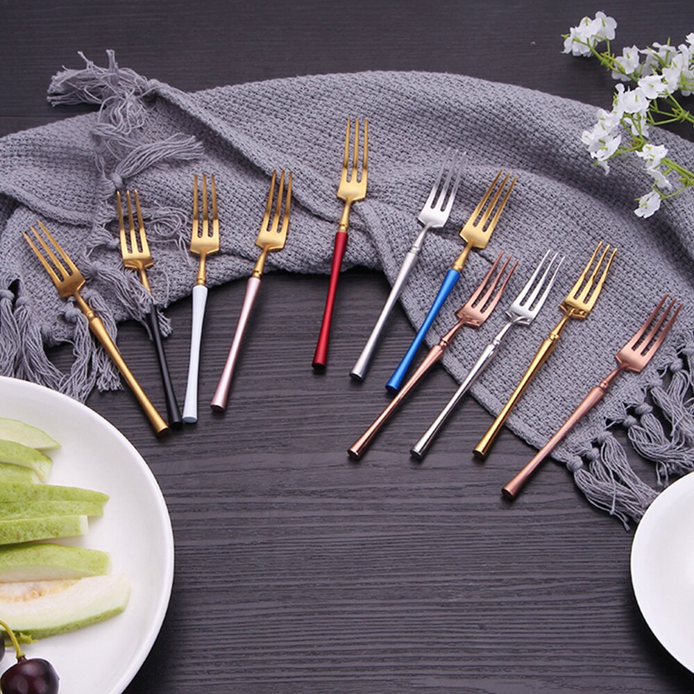 1 Pc Tea Fork Western Style Family Expenses Stainless Steel Small Fruit Fork Dessert Fork for Cake Snack Salad Fork Dinnerware