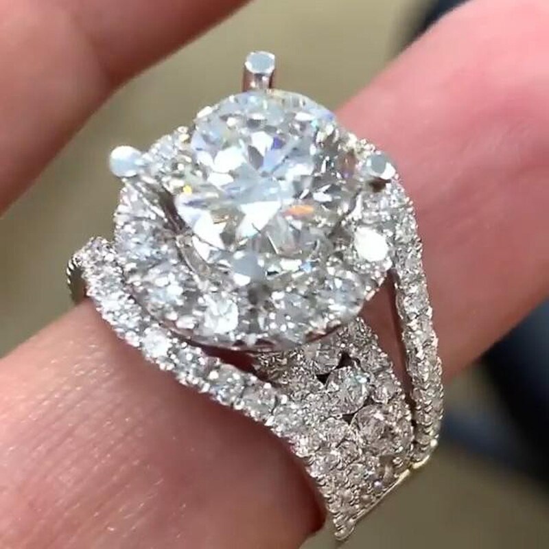 Huitan Vrouwen Ringen Voor Bruiloft Engagement Accessoires Luxe Zirconia Ring Moderne Avondfeest Dame Sieraden