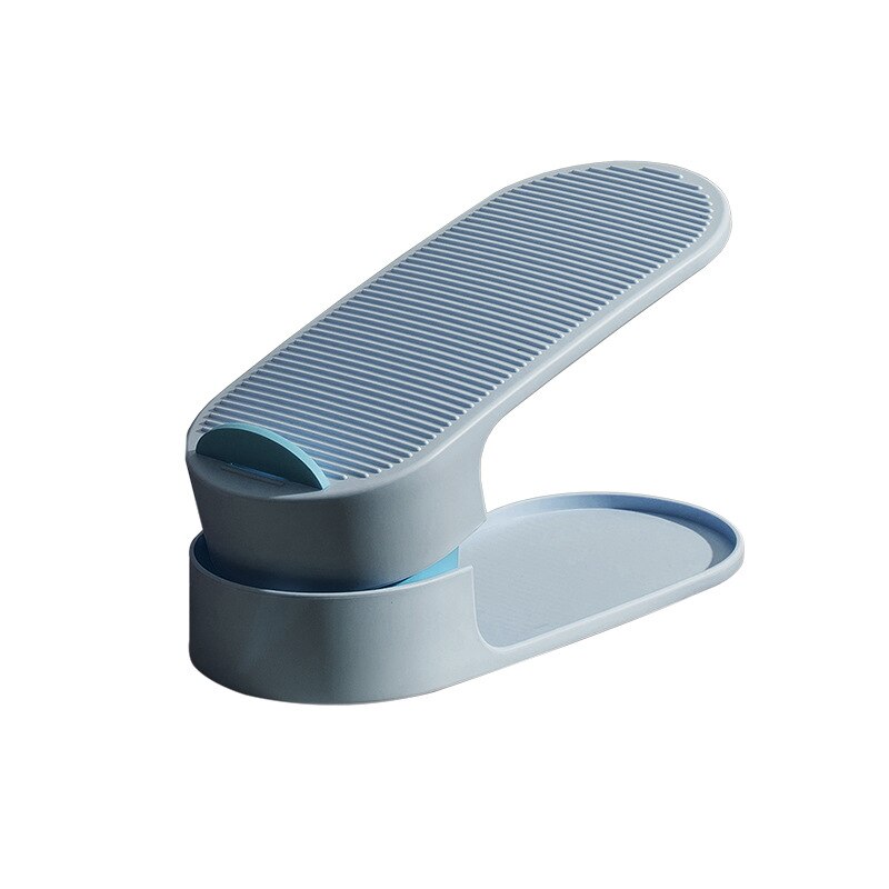 Adjustable Shoe Rack Double Shoe Support Storage Shoe Rack Space-saving Slippers Rack Free Punching: Blue