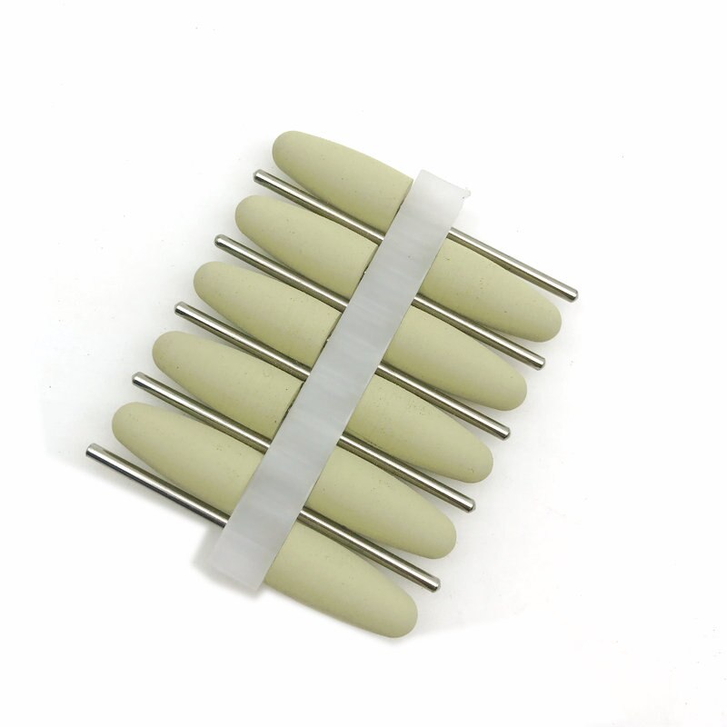 10 stk silikonegummi dental poleringsmaskine slibemaskiner neglebor til elektrisk manicure og oral indledende poleringsbor: Gul