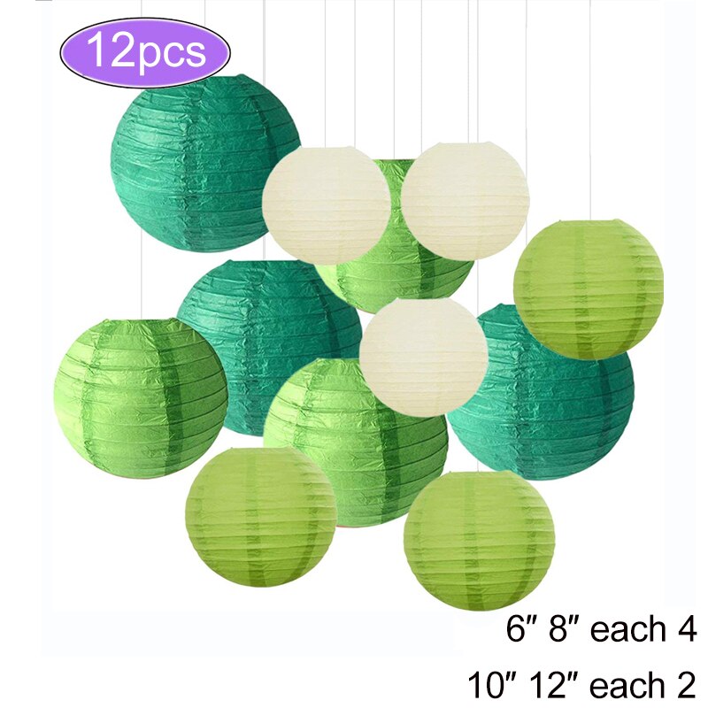 Farolillos de papel chinos para decoración, farolillos de papel de color verde y morado, tamaño mixto, para en casa, Festival, boda, cumpleaños, al aire libre: green as picture