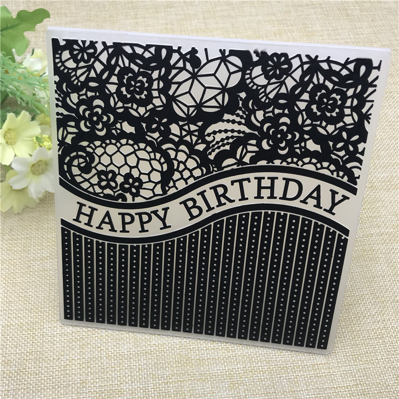 Gelukkig Verjaardag Plastic Embossing Mappen voor DIY Card Maken Decoratie Stencil Scrapbooking Gereedschap