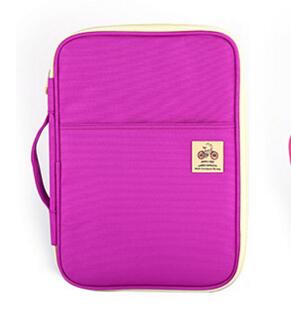 Multi-function Waterproof A4 File Bag Notebook Magazine Book Cover Bag Pen Bag For Men Women Office Business Bag: purple