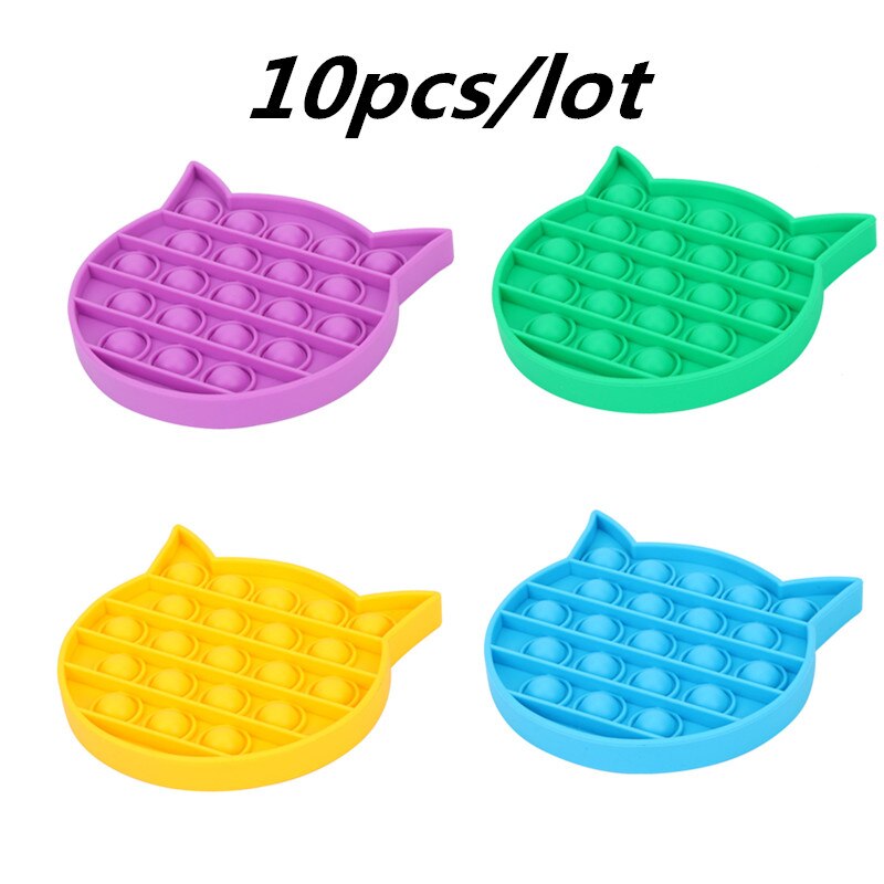 10 teile/los Push-Pops Blase Sensorischen Autismus Bedürfnisse Squishy Spielzeug Erwachsenen Kind Lustige Anti-stress Pop Es Zappeln Reliver stress: 10pcs cat