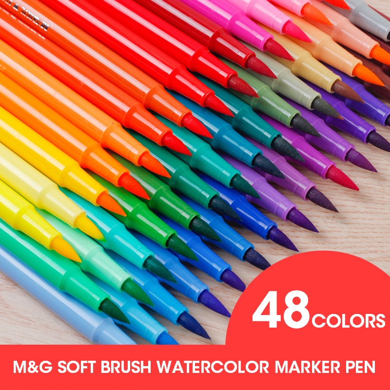 M &amp; G-rotuladores de acuarela de 12/24/36/48 colores, marcadores de arte, suministros de pintura, Juego de dibujo, papelería de pintura