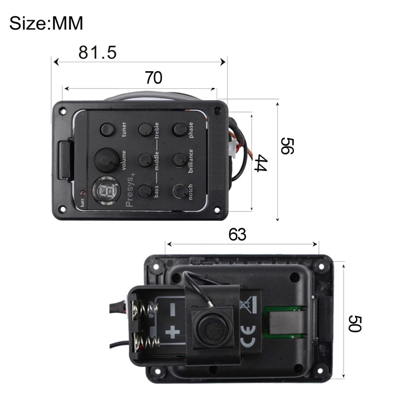 4 Band Acoustic Guitar EQ Equalizer Preamp EQ with Tuner Undersaddle Pickup